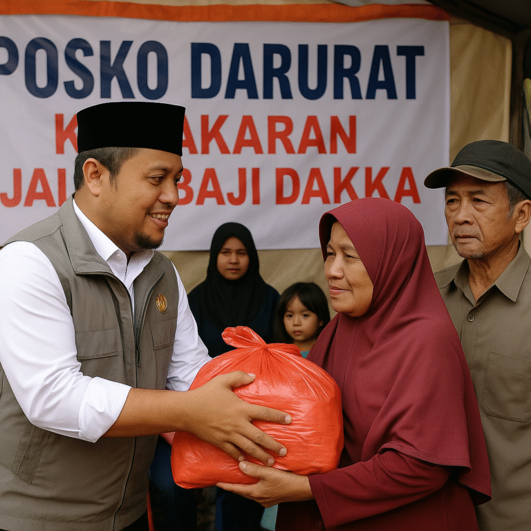 Gubernur Sulsel Andi Sudirman Sulaiman menyalurkan bantuan untuk korban kebakaran di Jalan Baji Dakka Makassar