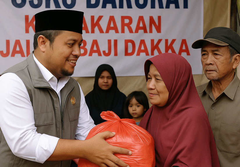 Gubernur Sulsel Andi Sudirman Sulaiman menyalurkan bantuan untuk korban kebakaran di Jalan Baji Dakka Makassar